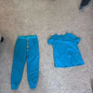 Aqua blue Figs jogger set